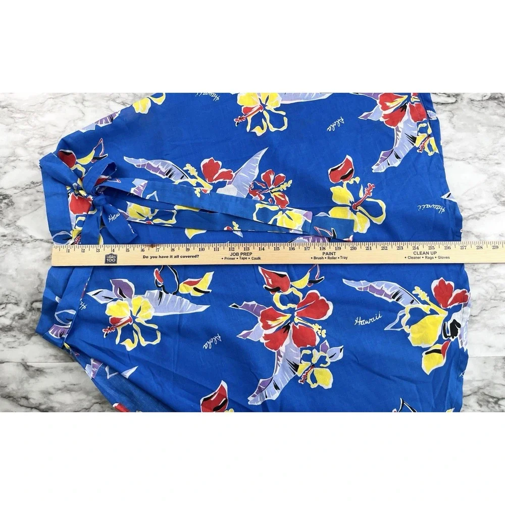 Lake Barrine Vtg Hawaiian Wrap Midi Skirt‎ Blue Floral One Size